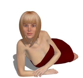 现代趴姿女子su模型