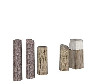 自然风木头小品su模型