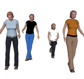 现代人物组合su模型