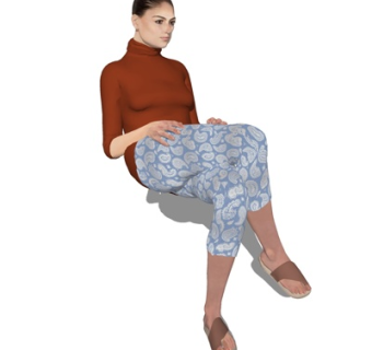 现代坐姿女子su模型