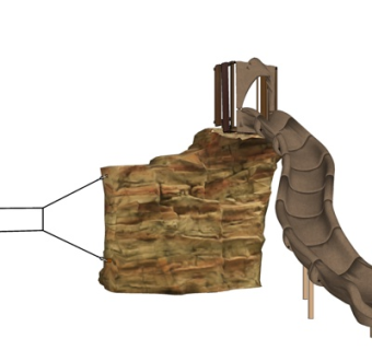 自然风石头栏杆滑梯su模型