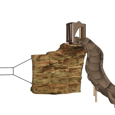 自然风石头栏杆滑梯su模型