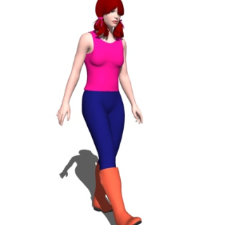 现代徒步女子su模型
