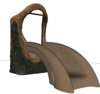 自然风木头滑梯su模型