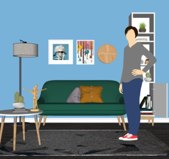 现代布艺多人沙发su模型