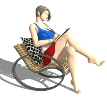 现代坐姿女子su模型