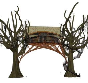 日式树屋su模型