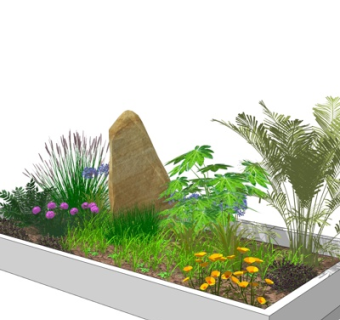 现代花草园艺小品su模型