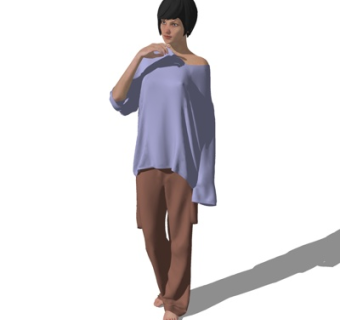 现代站姿女子su模型