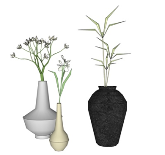 现代盆栽su模型