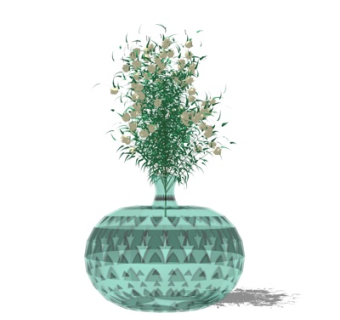 现代盆栽su模型