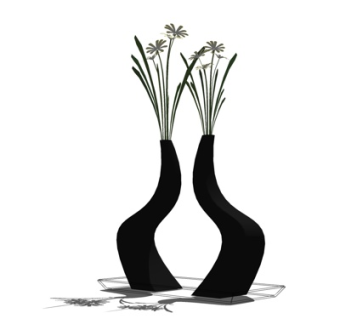 现代盆栽su模型