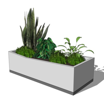 现代盆栽su模型