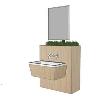 现代户外洗手盆su模型