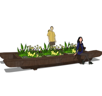 现代盆栽su模型