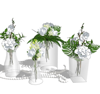 现代花卉花瓶su模型