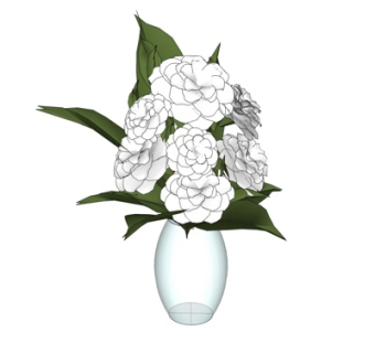 现代花卉花瓶su模型