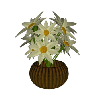 现代花卉花瓶su模型