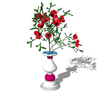 现代花卉花瓶su模型