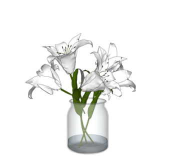 现代花卉花瓶su模型