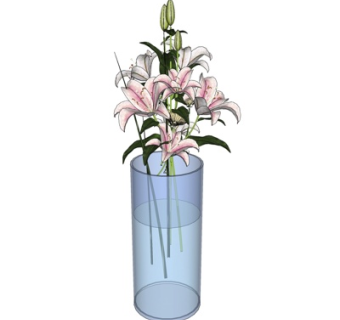 现代花卉花瓶su模型