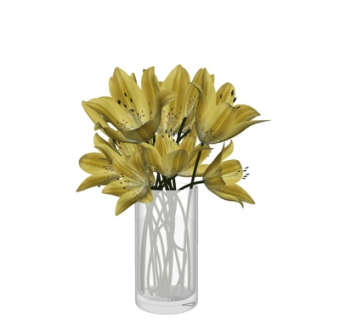 现代花卉花瓶su模型