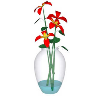 现代花卉花瓶su模型