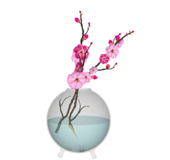 现代花卉花瓶su模型