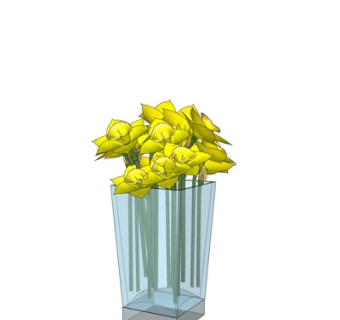 现代花卉花瓶su模型