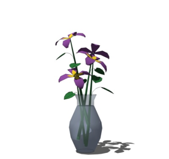现代花卉花瓶su模型