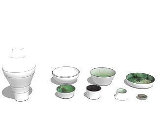 新中式陶瓷碗罐su模型