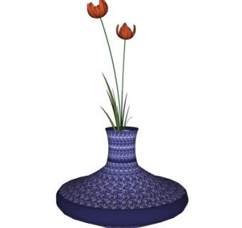 现代花卉花瓶su模型