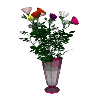 现代花卉花瓶su模型
