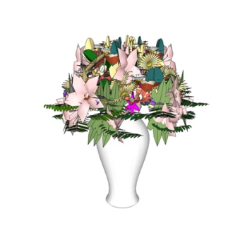 现代花卉花瓶su模型