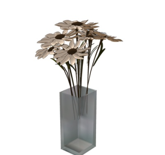 现代花卉花瓶su模型