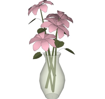 现代花卉花瓶su模型