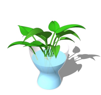 现代花卉花瓶su模型