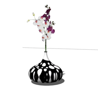 现代花卉花瓶su模型