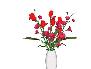 现代花卉花瓶su模型