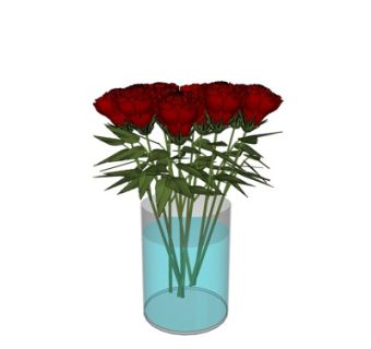 现代花卉花瓶su模型