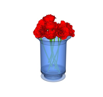 现代花卉花瓶su模型