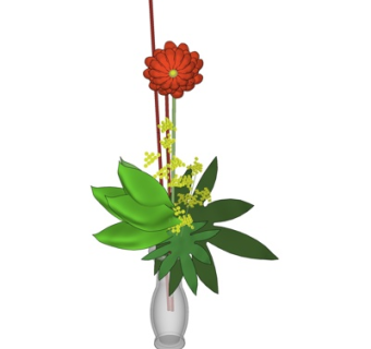 现代花卉花瓶su模型