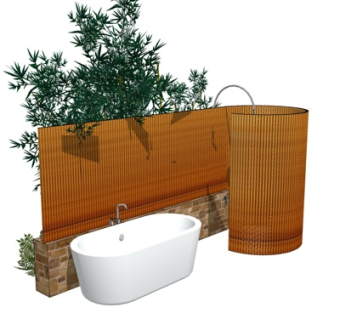 现代绿植洗手盆su模型