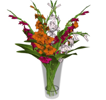 现代花卉花瓶su模型