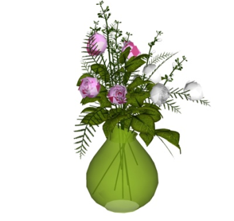 现代花卉花瓶su模型