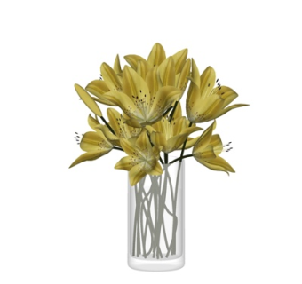 现代花卉花瓶su模型