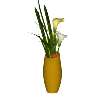 现代花卉花瓶su模型