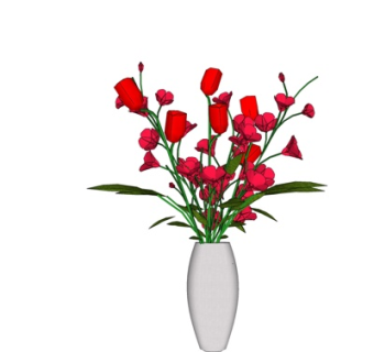 现代花卉花瓶su模型