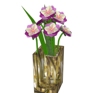 现代花卉花瓶su模型