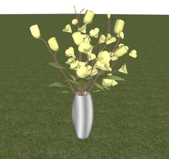 现代花卉花瓶su模型